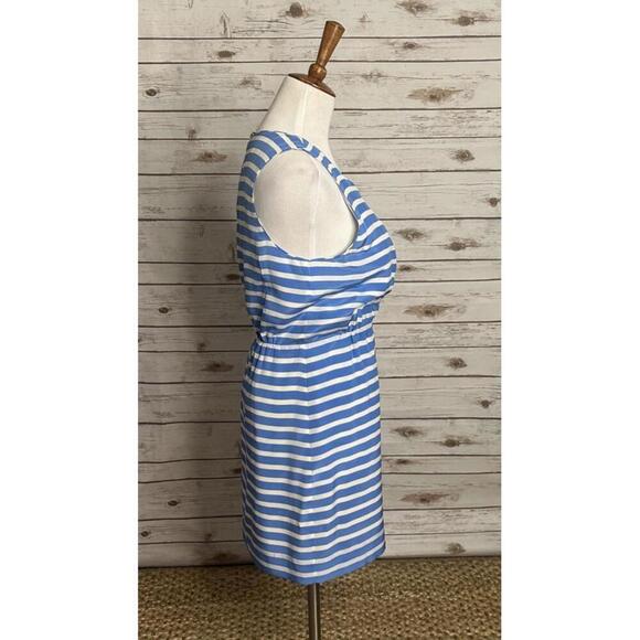 J. Crew classic coastal blue/white striped sleeveless silk sheath dress Size 12 - Picture 3 of 6